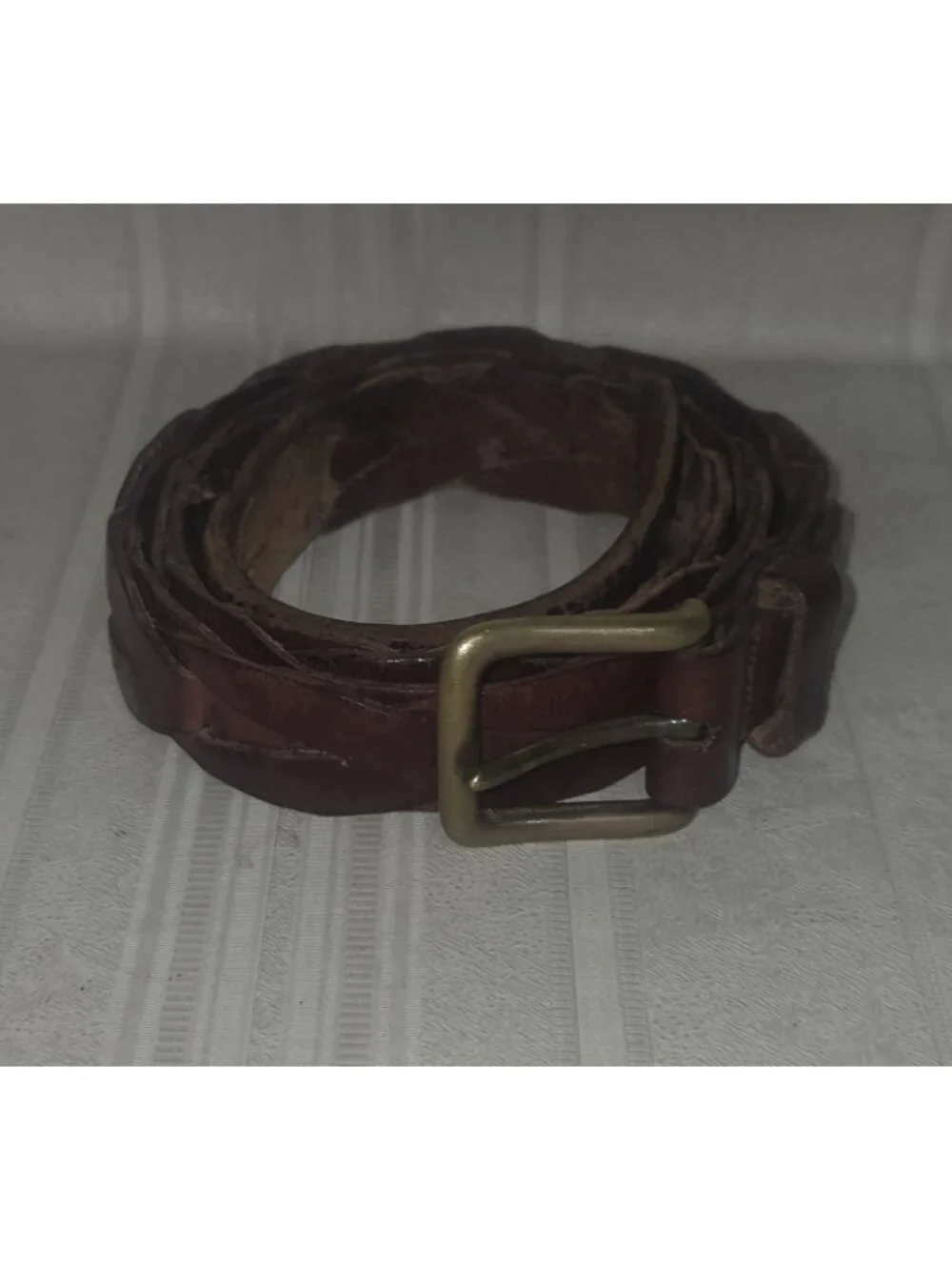 Vtg POLO Ralph Lauren Braided Brown Leather Belt England Brass Buckle Mens 36